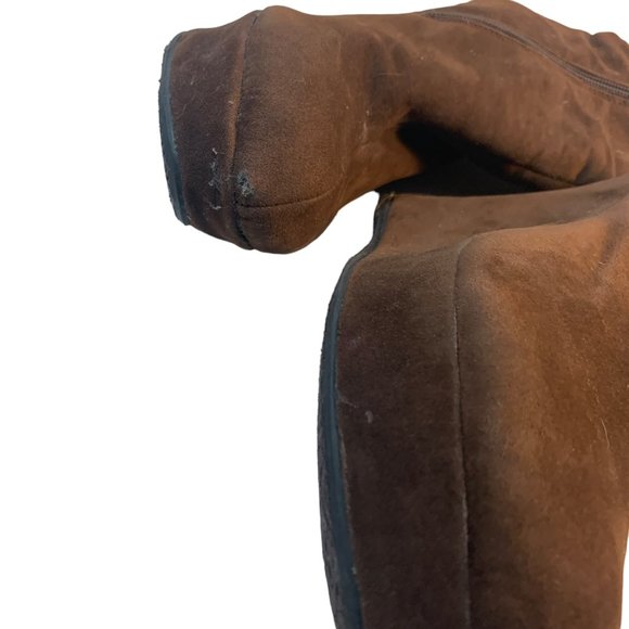 Bamboo Caesar Brown Suede Zip Up Wedge Booties Size 7 - Picture 4 of 9